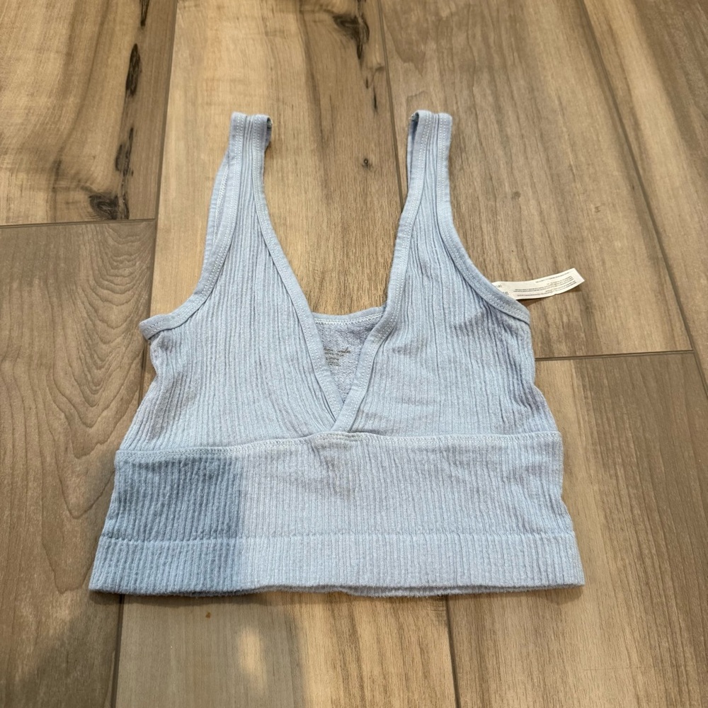 Light Blue Ribbed Crop Top